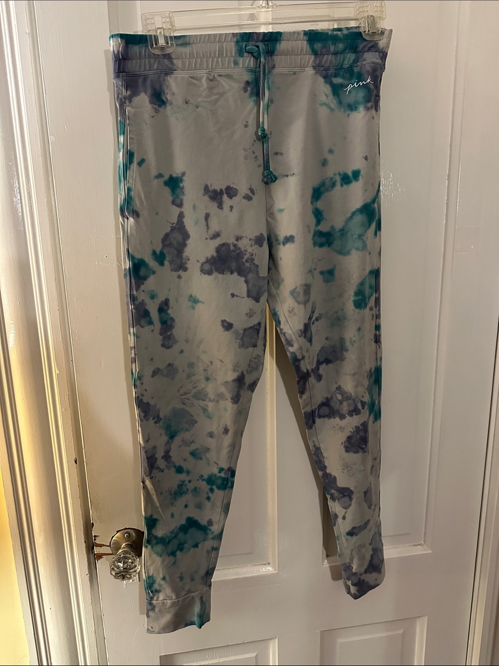 Tie-Dye Joggers with Teal & Navy Accents PINK Victoria’s Secret Size Large